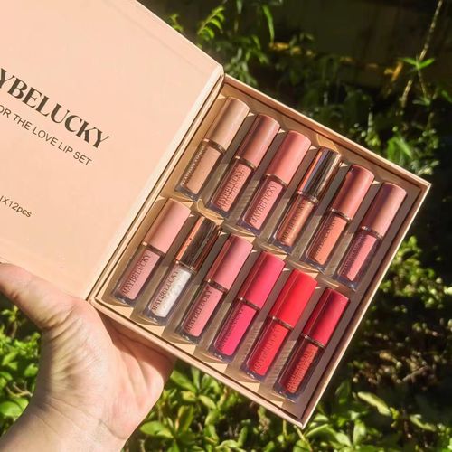 12 Color Book Lip gloss Set Vegan Organic Non-Stick Cup Waterproof Velvet Matte Liquid Lipstick