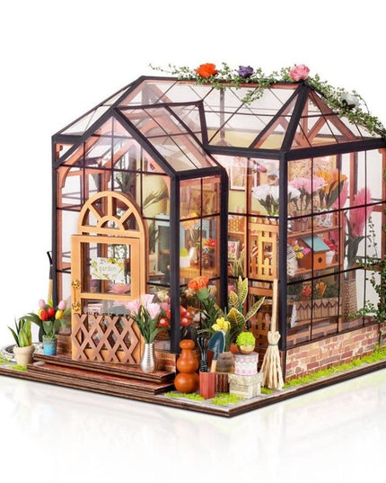 DIY Miniature Flower Greenhouse Wooden Dollhouse Kit
