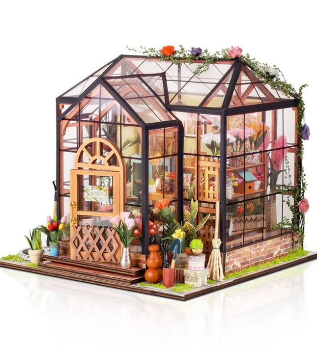 DIY Miniature Flower Greenhouse Wooden Dollhouse Kit