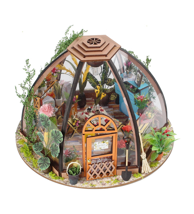 DIY Miniature Greenhouse Garden House Kit with LED Light