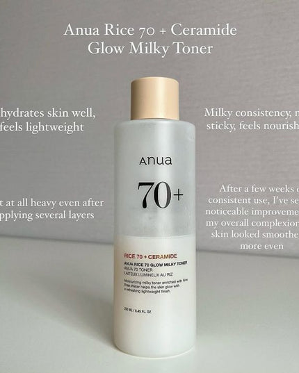 Anua Rice 70 + Ceramide Glow Milky Toner 250ml