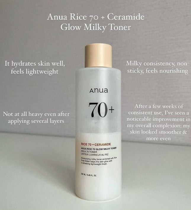 Anua Rice 70 + Ceramide Glow Milky Toner 250ml