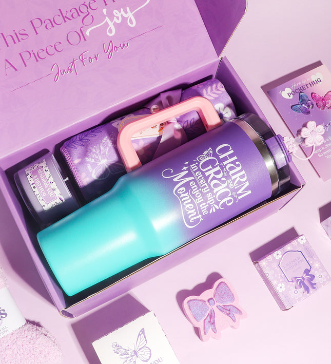 Purple Theme Aroma Candle Bath Gift Box