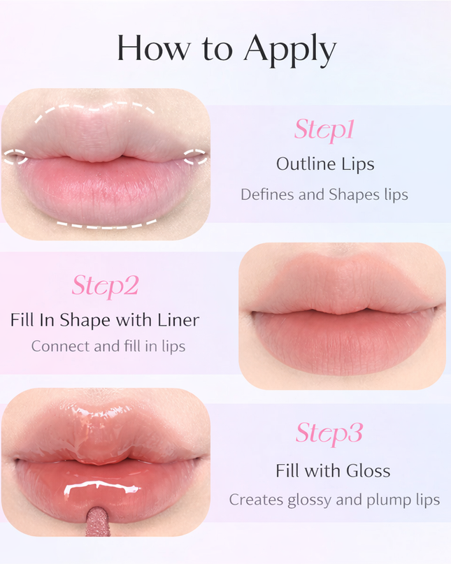 Flortte Rainbow Bubbles Series Dual-Ended Lip Liner & Lip Gloss Pencil