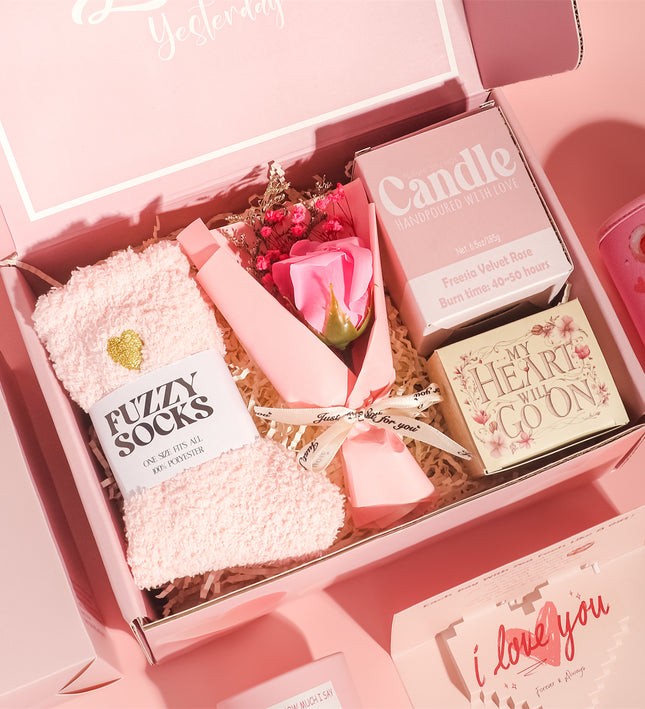 Pink Aroma Candle Bath Gift Box