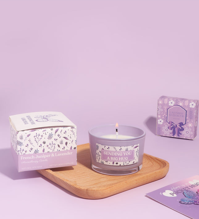 Purple Theme Aroma Candle Bath Gift Box