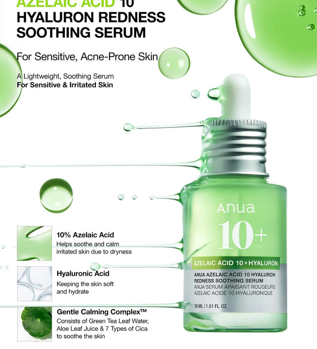 Anua Azelaic Acid 10% + Hyaluron Redness Soothing Serum 30ml