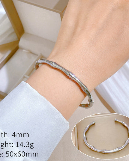 Silver Bamboo Bangle Bracelet