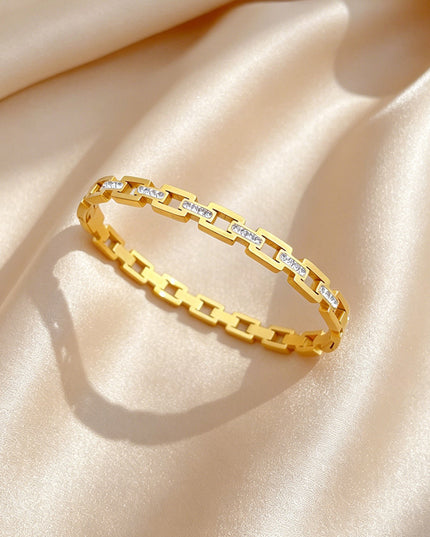 Gold Crystal Link Bracelet Bangle