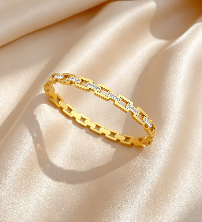 Gold Crystal Link Bracelet Bangle