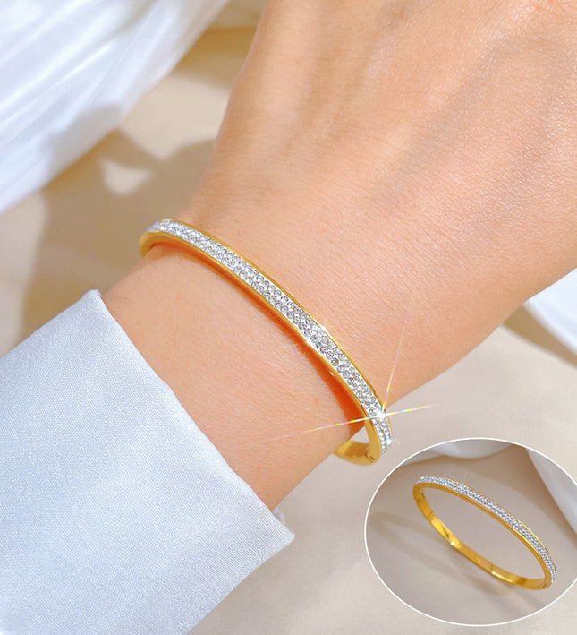 Gold Crystal Tennis Bangle Bracelet