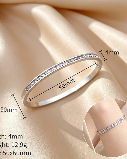 Silver Crystal Tennis Bangle Bracelet