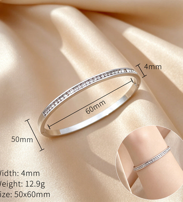 Silver Crystal Tennis Bangle Bracelet