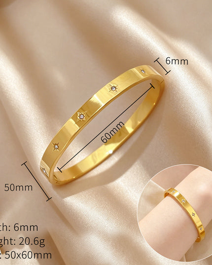 Celestial Star Gold Crystal Bangle Bracelet