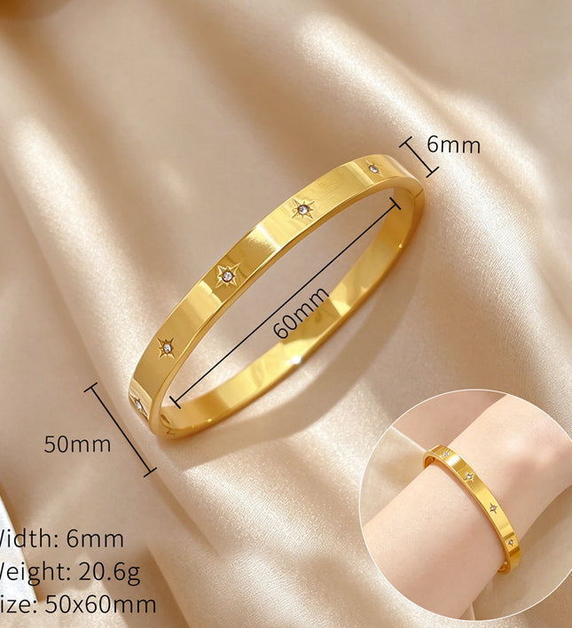 Celestial Star Gold Crystal Bangle Bracelet