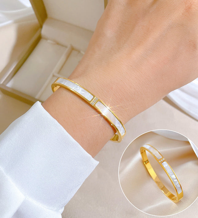 Pearl Luxe Gold Bangle Bracelet