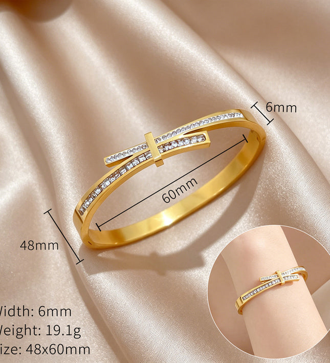 Crosslight Gold Crystal Bangle Bracelet