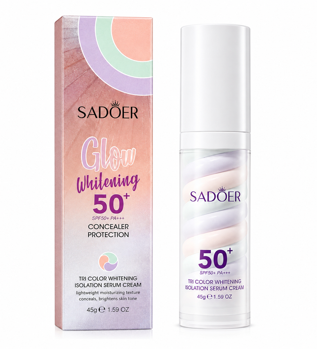 SADOER Glow Whitening Tri-Color Isolation Serum Cream SPF50+ – 45g