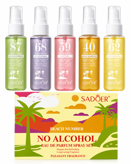 SADOER Beach Number No Alcohol Perfume Spray Set – 5 × 40ml