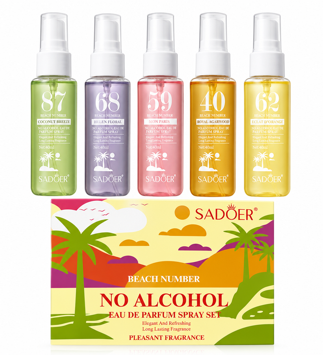 SADOER Beach Number No Alcohol Perfume Spray Set – 5 × 40ml