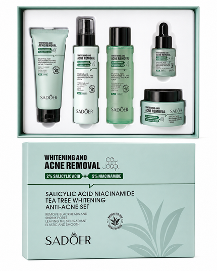 SADOER Salicylic Acid + Niacinamide Tea Tree Anti-Blemish Skincare 5-Piece Set