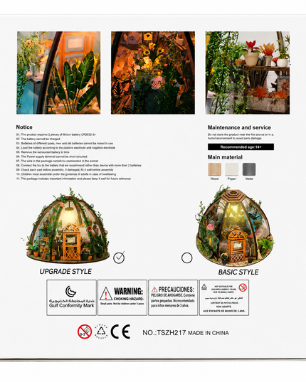 DIY Miniature Greenhouse Garden House Kit with LED Light