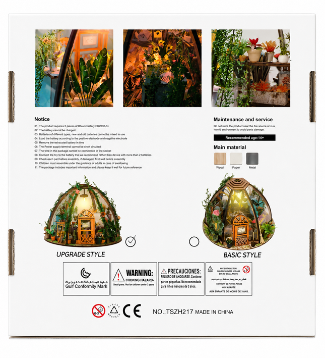 DIY Miniature Greenhouse Garden House Kit with LED Light