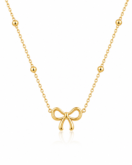 Ribbon Bow Gold Necklace