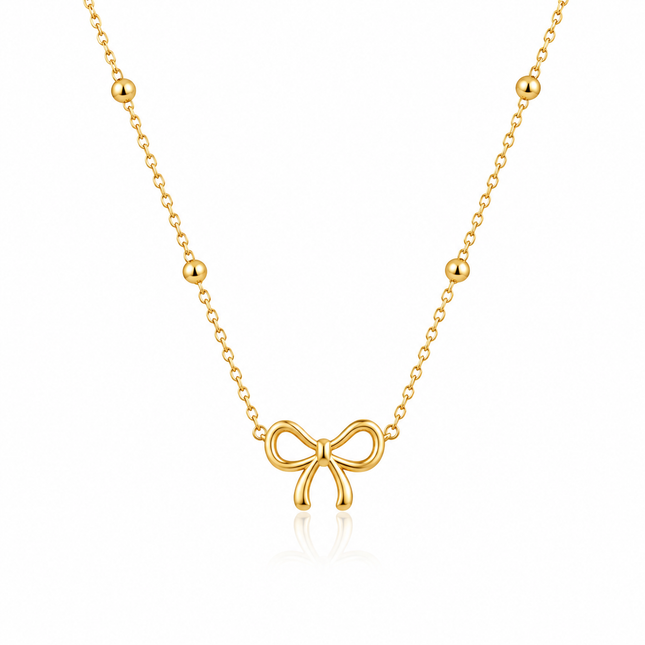 Ribbon Bow Gold Necklace