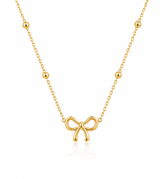 Ribbon Bow Gold Necklace