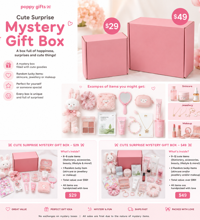 🎀 Poppy Gifts Cute Surprise Mystery Gift Box