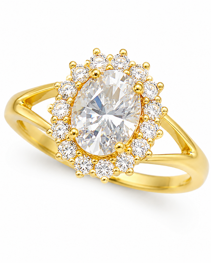 Aurora Halo Gold Crystal Adjustable Ring