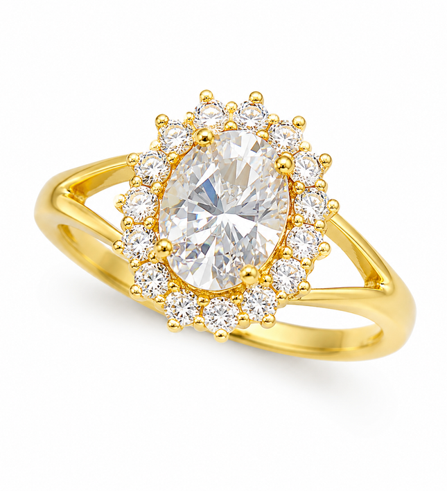 Aurora Halo Gold Crystal Adjustable Ring