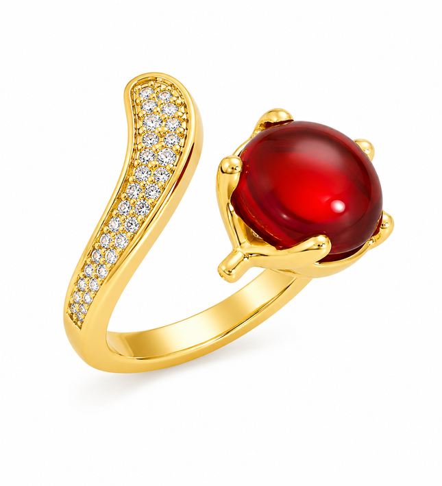 Crimson Royale Gold Adjustable Ring