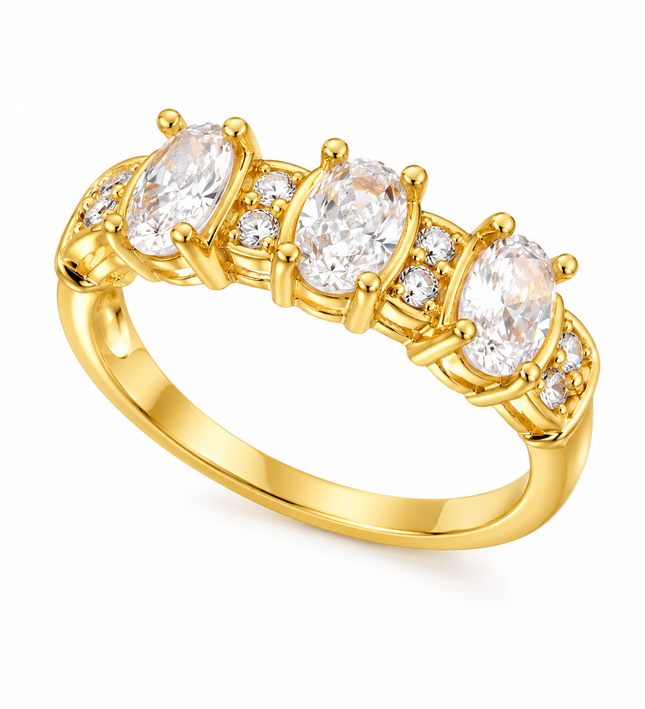 Aurora Luxe Gold Crystal Adjustable Ring