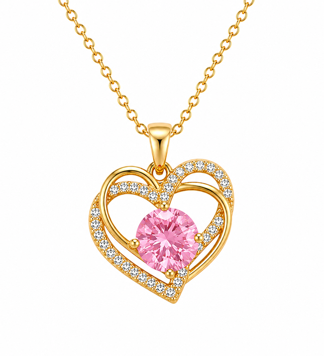 Rosabelle Heart Gold Crystal Necklace