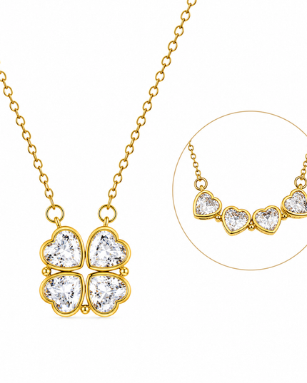 Rosabelle Clover Gold Crystal Necklace
