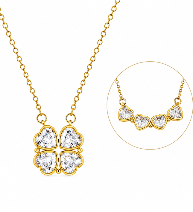 Rosabelle Clover Gold Crystal Necklace