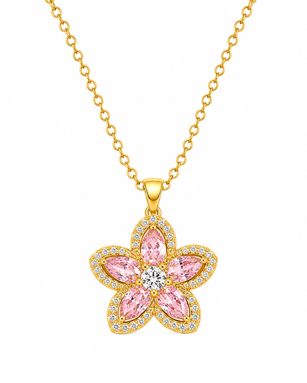Sakura Bloom Gold Crystal Necklace