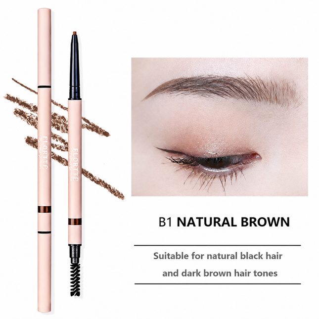 FLORTTE Rotating Double-Ended Eyebrow Pencil with Brush