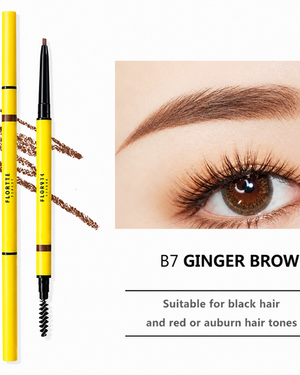 FLORTTE Rotating Double-Ended Eyebrow Pencil with Brush