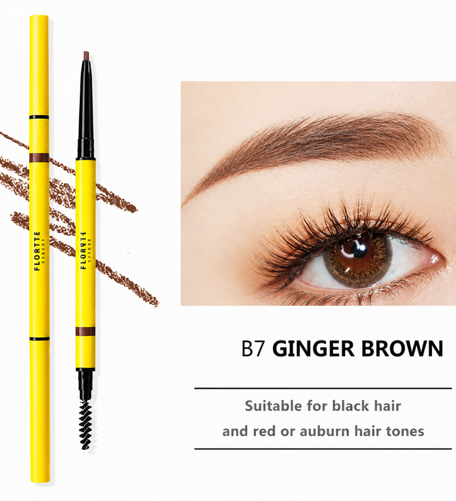 FLORTTE Rotating Double-Ended Eyebrow Pencil with Brush