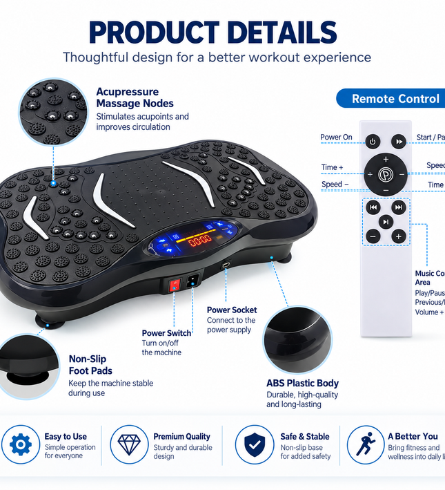 Vibration Plate Fitness Exercise and Massage Machine