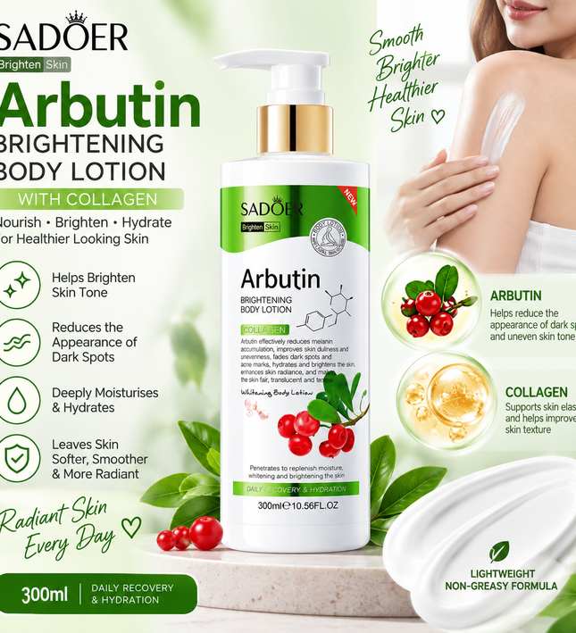 SADOER Arbutin Brightening Body Lotion with Collagen – 300ml