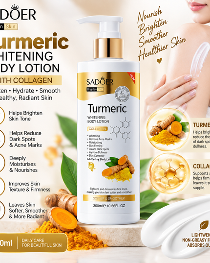 SADOER Turmeric Brightening Body Lotion with Collagen – 300ml