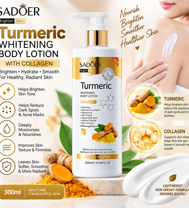SADOER Turmeric Brightening Body Lotion with Collagen – 300ml