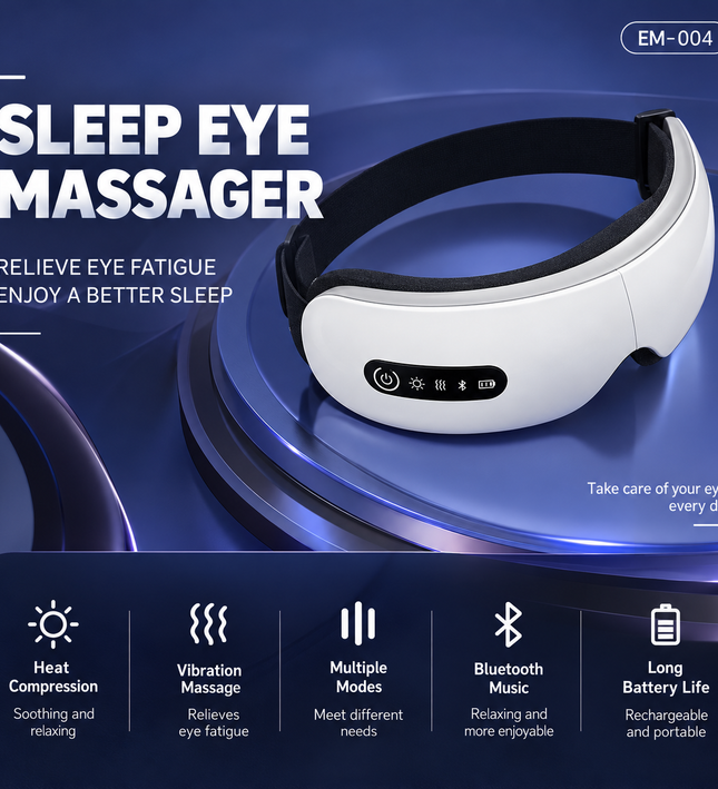 Wireless Heated Eye Massager with Air Pressure & Bluetooth