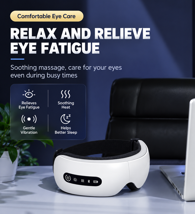 Wireless Heated Eye Massager with Air Pressure & Bluetooth
