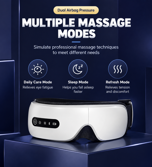 Wireless Heated Eye Massager with Air Pressure & Bluetooth