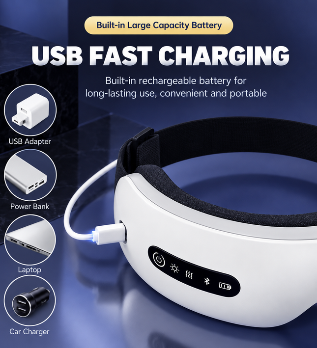 Wireless Heated Eye Massager with Air Pressure & Bluetooth